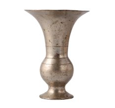 South Indian Brass Vase Urn In Silver Finish