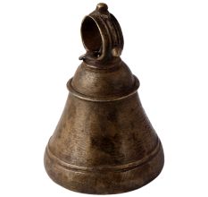 Heavy Brass Temple Ghanta In Dark Finish
