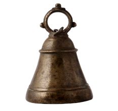Heavy Brass Temple Ghanta In Dark Finish