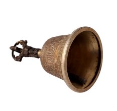 Brass Tibetan Singing Bell With Dorje Handle