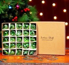 25 Pieces Modern Green Coloured Christmas Ornaments