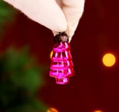 25 Pieces Pink Tiny Christmas Ornaments 