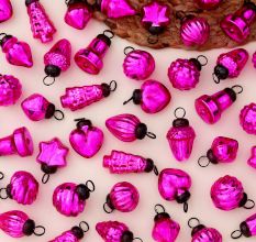 25 Pieces Pink Tiny Christmas Ornaments 