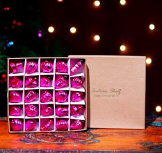 25 Pieces Pink Tiny Christmas Ornaments 