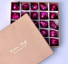 25 Pieces Pink Tiny Christmas Ornaments 
