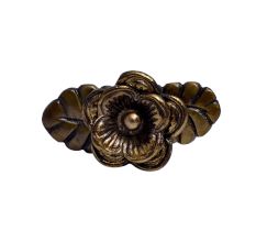 Rose Flower On Leaf Aluminum Knob In Dark Finish