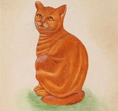 Orange Cat in a Watercolor Painting