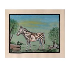 Watercolor Painting Of Zebra With Stripes