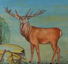 Watercolor Wildlife Deer Painting