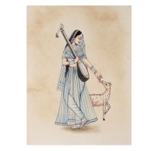 Miniature Painting OfÂ Ragini with Deer