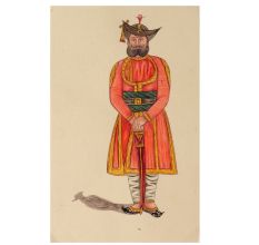 Watercolor Painting of a Rajput Maharajah