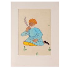 Indian Old Man Smoking Watercolor Painting