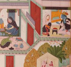 Cloth Painting Of Krishna and Radha In Paus Month
