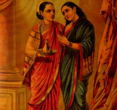 Paper Painting Of Draupadi sudeshna by Raja Ravi Varma