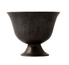 Brass Mughal Period Pedestal Vase In Dark Finish