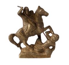 Brass Warrior Riding On Horse Statue