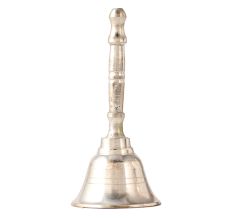 Brass  Hand Held Pooja Bell In Silver Finish