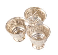 Brass kumkum Tribal holder In Silver Finish  for puja