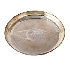 Brass Silver Finish Dinnerware With Floral Design In Centre