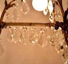 Handcrafted Vintage Design Brass Chandelier With 44 Clear Glass Maple Leaf