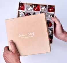 Set of 50 Pieces Red and Silver Tiny Christmas Ornaments In Assorted Styles