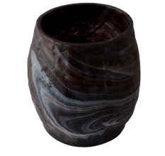 Black Glass Planter With Marble Pattern