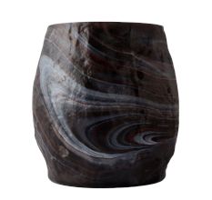 Black Glass Planter With Marble Pattern