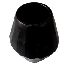 Black Glass Ribbed Vase