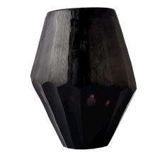 Black Glass Ribbed Vase