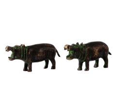 Hippopotamus Brass Figurine  Or Statue In Pair