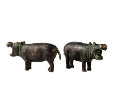 Hippopotamus Brass Figurine  Or Statue In Pair