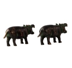Hippopotamus Brass Figurine  Or Statue In Pair