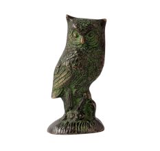 Brass Statue OfÂ Owl Sitting on a Log