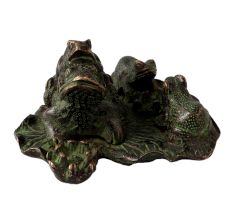 Brass Centerpiece Frog Buddy Pair StatueÂ In Dark Finish