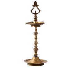Brass Ceremonial Karaikudi Lamp With Seven Wicks