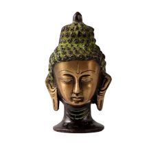 Brass Buddha Head Statue In Green finish