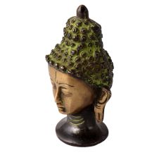 Brass Buddha Head Statue In Green finish