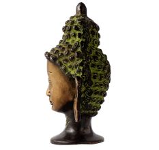 Brass Buddha Head Statue In Green finish