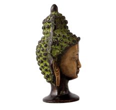 Brass Buddha Head Statue In Green finish