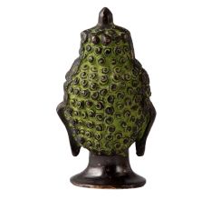 Brass Buddha Head Statue In Green finish