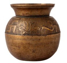 Holy Water Pot made of Brass with Om and Swastik Symbol
