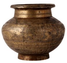Vintage Hand Carved Brass Pot