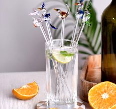 Assorted Glass Cocktail Stirrers Or Swizzle Sticks In Pack Of 6