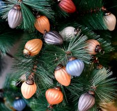 Matte Finish Frosted Tiny Christmas Ornaments In Assorted Styles Set of 25 Pcs
