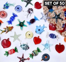 Figurines Glass Tiny Christmas Ornaments For Kids In Assorted Styles Set of 50 Pcs