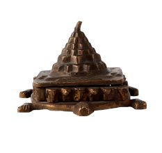Brass Tortoise Pyramid Meru Shree Yantra In Dark Finish