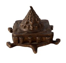 Brass Tortoise Pyramid Meru Shree Yantra In Dark Finish