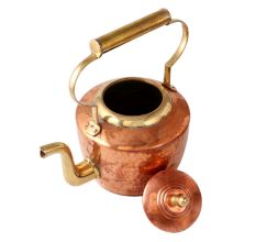 Brass Kettle with Goose Neck Spout In Hand Hammered Finish