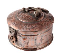 Traditional Copper Box With Kunda And Handle