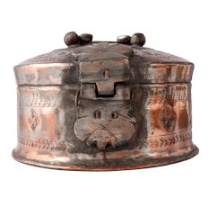 Traditional Copper Box With Kunda And Handle